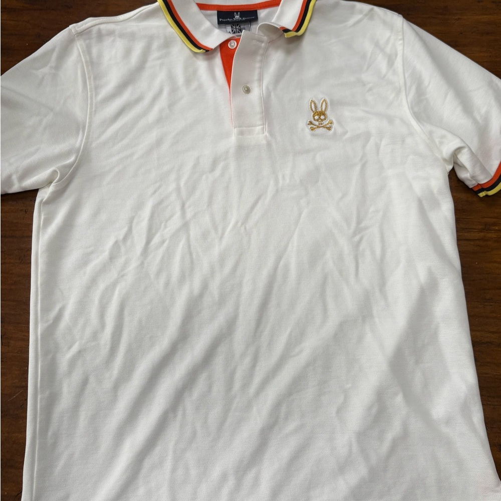 Psycho Bunny Red and White Polo Shirt with Embroidered Logo